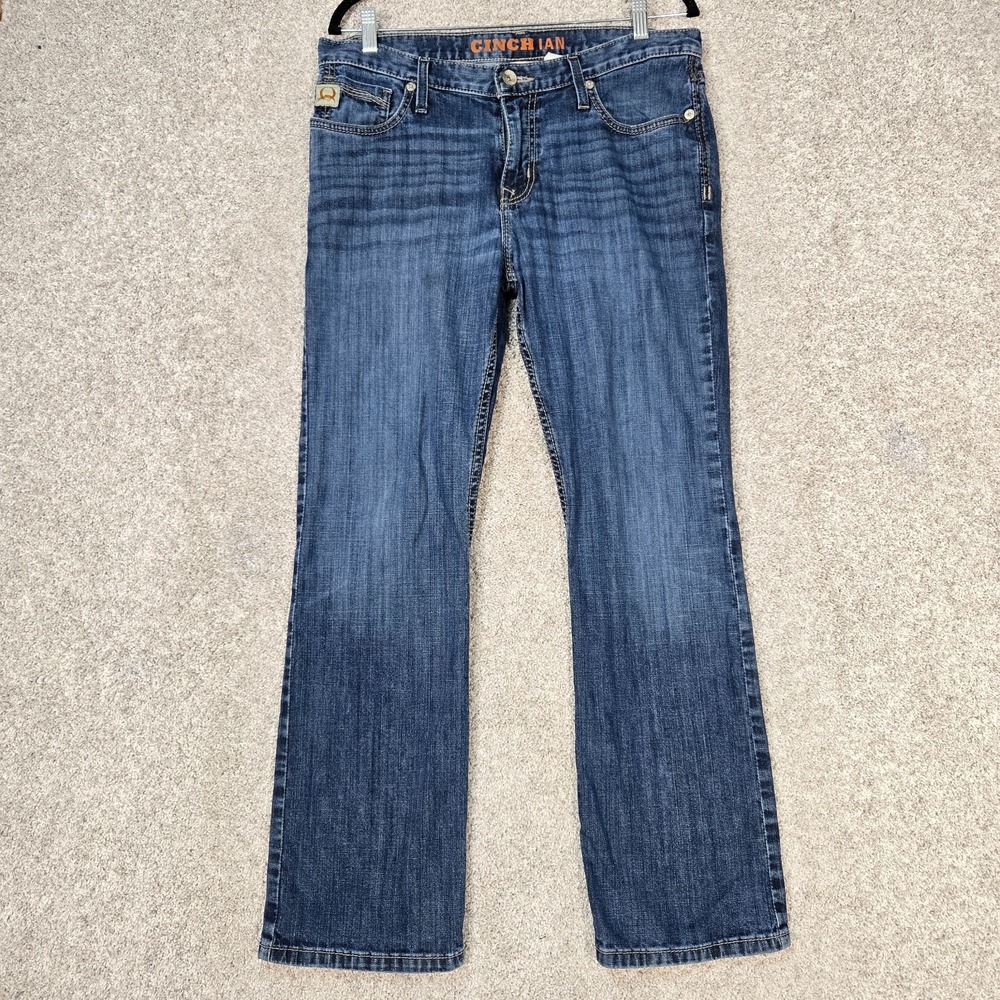 Cinch Ian Jeans Mens 32x30 Bootcut Western distressed dark wash